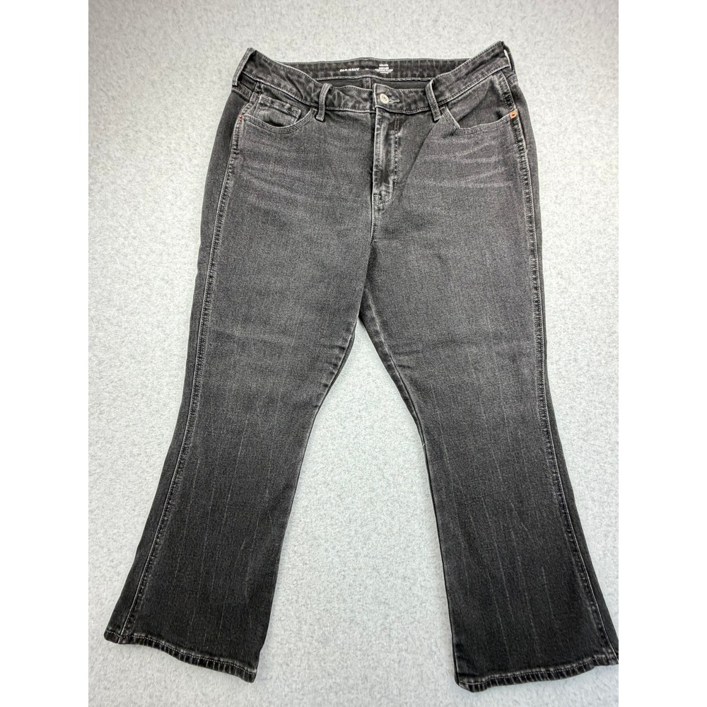 Old Navy Womens High Rise Vintage Cropped Flare Jeans Washed Black Size 12